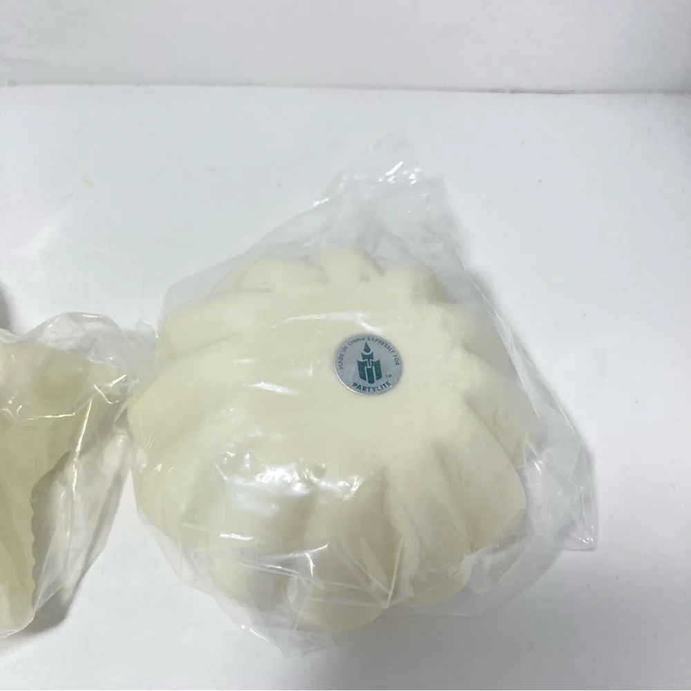 PartyLite Sea Drifters Candle Holders Tea Light Votive Bisque Set of 3